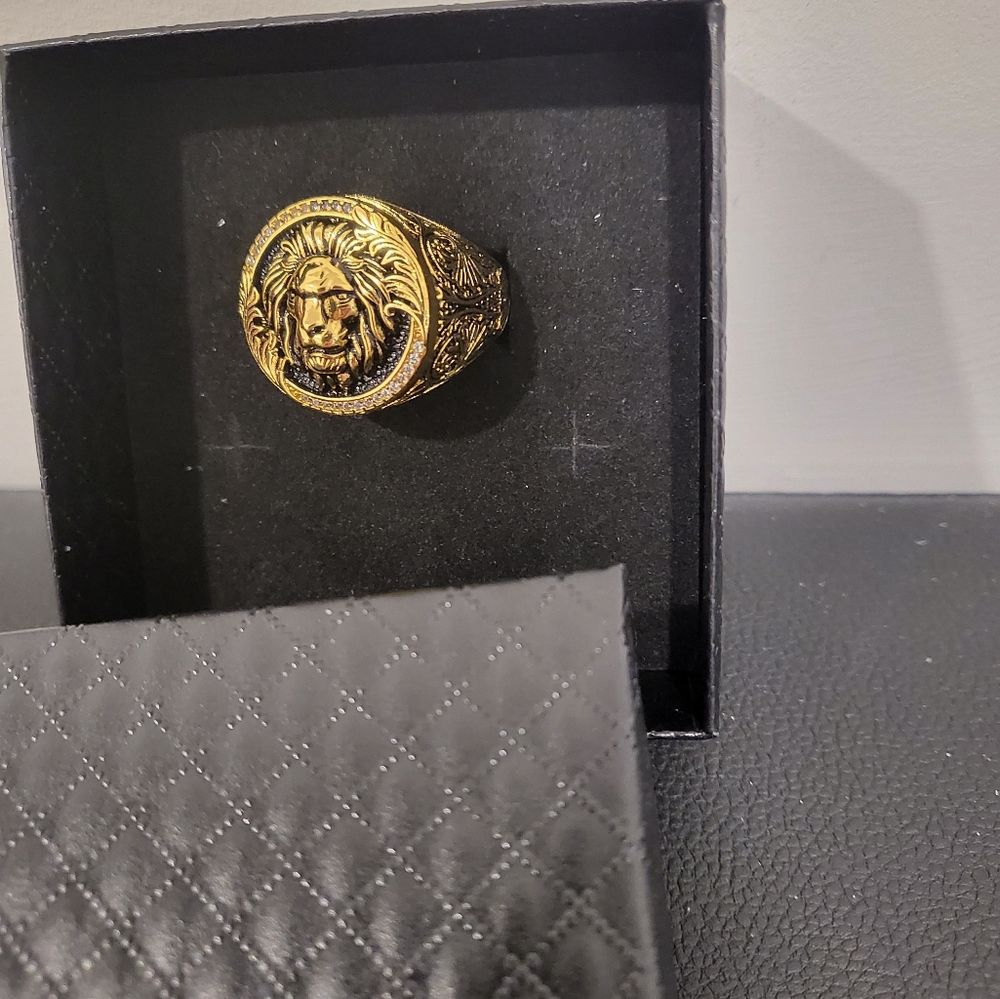 Gold Plated Lion Head Ring